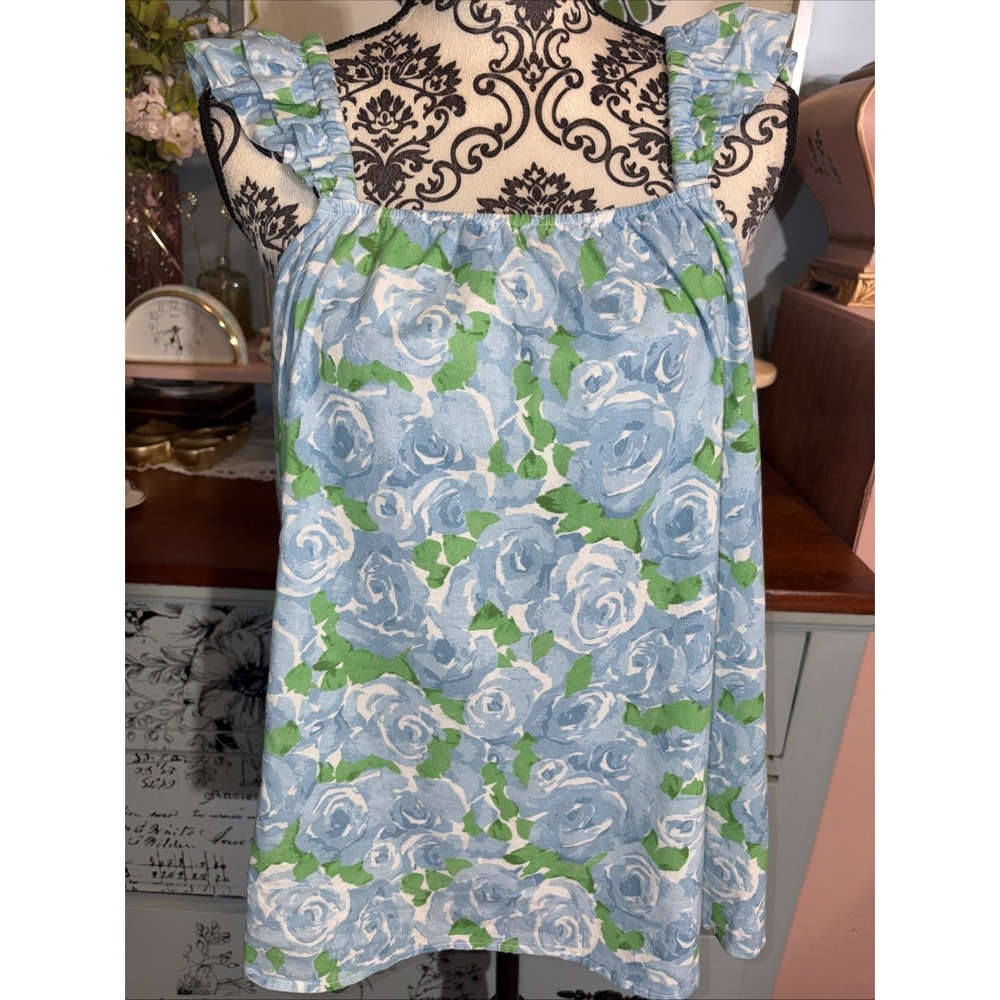 SHOW ME YOUR MUMU Womens Blue Floral Tank Size Small. Boho. 100% Cotton.